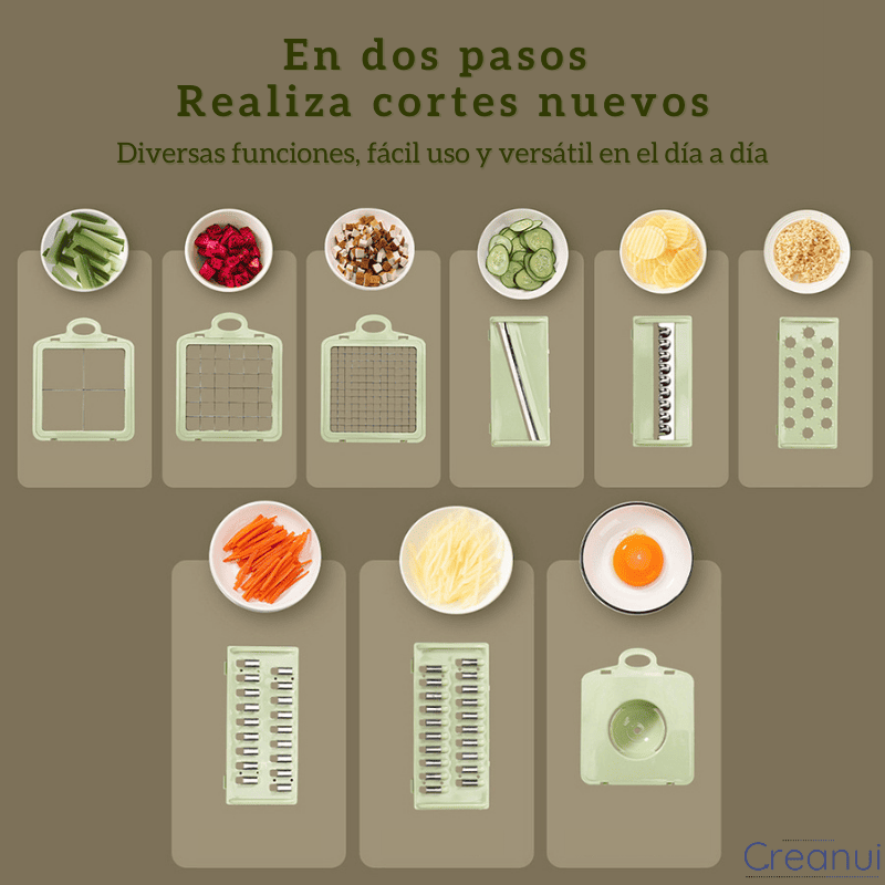 Juego de picador de verduras de mano 9 en 1