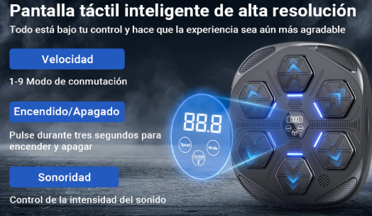 Máquina de Boxeo Musical Inteligente De 6 Puntos con Bluetooth y Luces LED